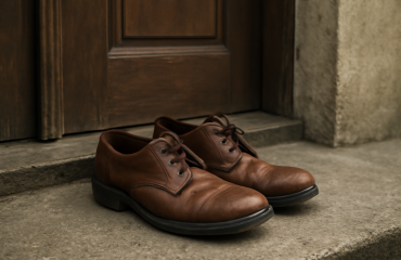 paire de chaussures laissees près d'une porte