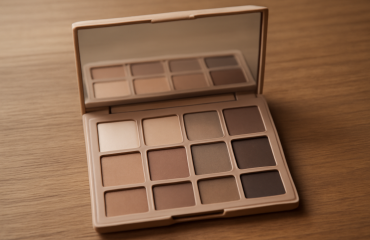 palette de maquillage neutre sur table