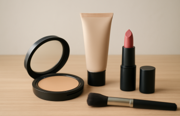 produits de maquillage minimalistes posés sur table