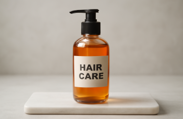 flacon de soin capillaire posé sur une tablette