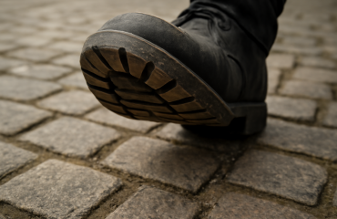 semelle crantee sur trottoir pave