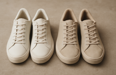 deux paires de baskets neutres côte à côte