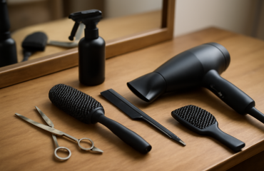 outils de coiffure posés sur coiffeuse