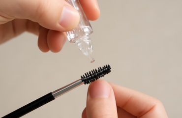 main appliquant gel a sourcils sur brosse