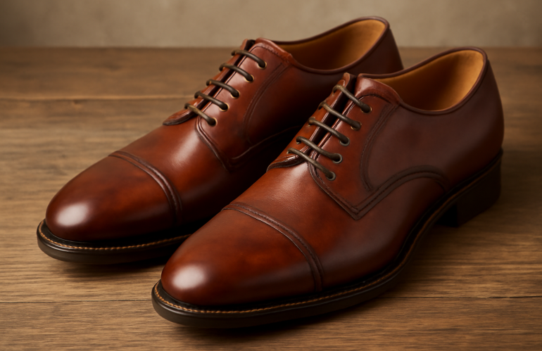 paire de chaussures en cuir posees cote a cote