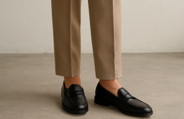 pantalon tailleur porté avec mocassin minimal