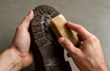 mains frottant semelle de chaussure