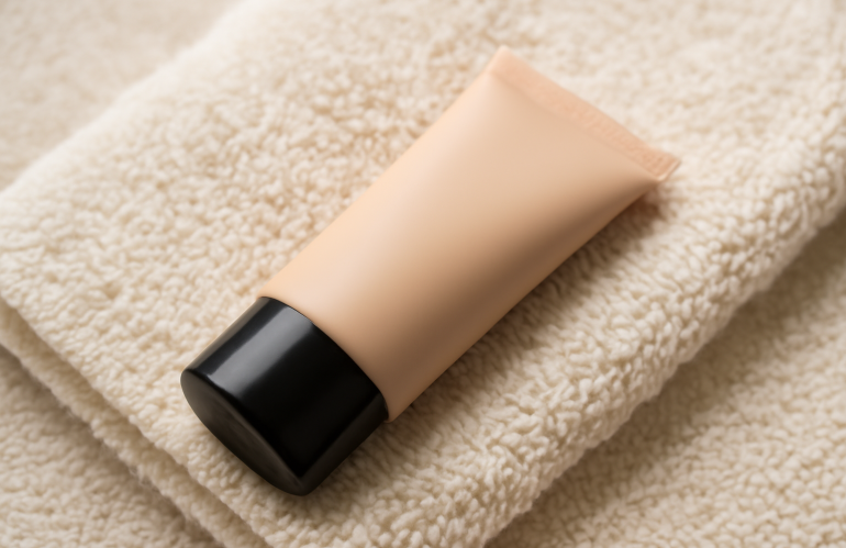 tube de fond teint posé sur serviette