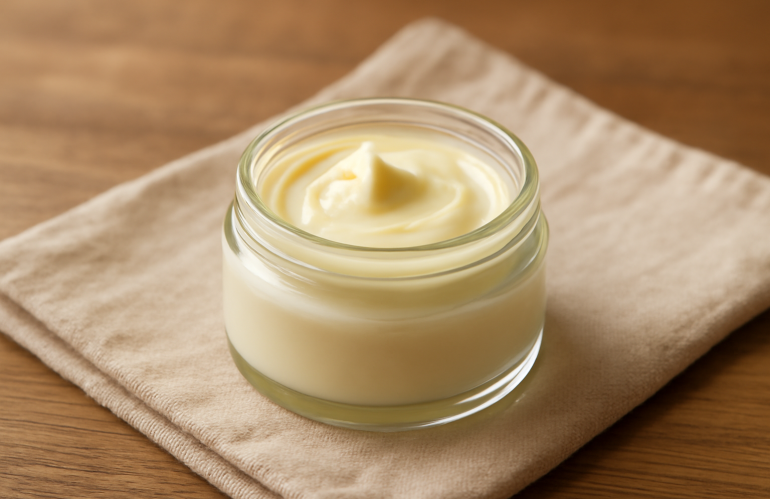 pot de creme legere sur serviette ete
