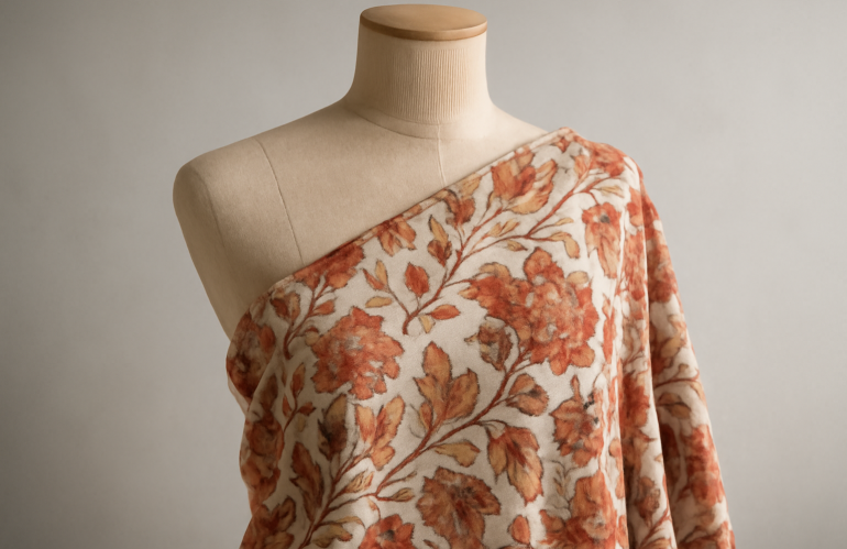 tissu a motifs porte sur mannequin simple