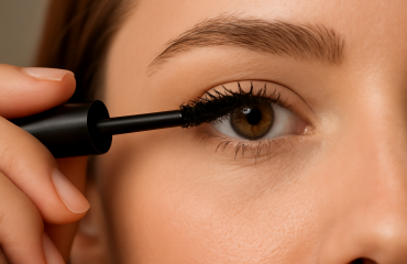 main appliquant mascara sur cils courts