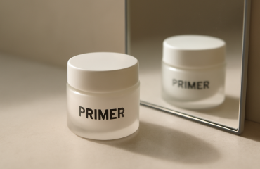 petit pot de primer posé près d'un miroir