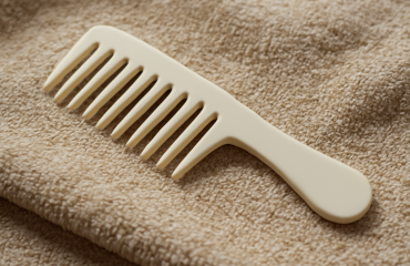 peigne à dents larges posé sur serviette
