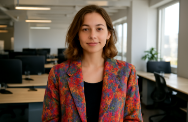 personne avec blazer colore dans open space