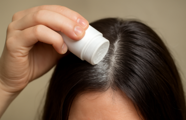 main poudrant racines cheveux gras