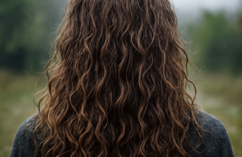 cheveux ondulés exposés à humidité extérieure