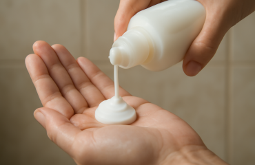 mains versant shampooing dans paume