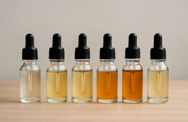 petits flacons de serum alignes sur table