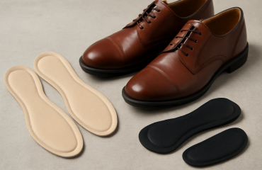 semelles et protège-talons posés près de chaussures