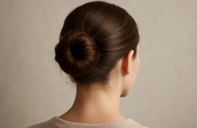 chignon bun sur nuque d'une femme