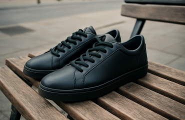 paire de chaussures posees sur un banc urbain