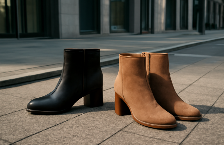 paires de bottines sur trottoir urbain moderne