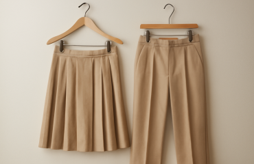 jupe et pantalon suspendus cote a cote