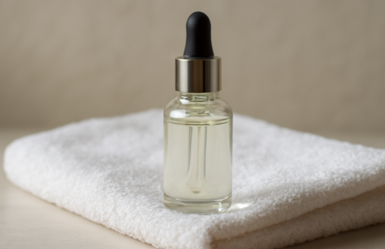 flacon pipette de serum pose sur serviette