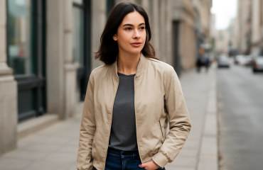 femme portant une veste légère en ville