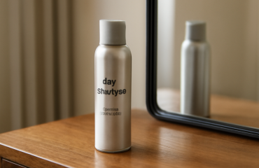 spray sec posé sur coiffeuse près d'un miroir,batiste-volume-sans-residus