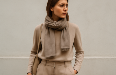 look monochrome accessoirisé avec foulard