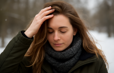 femme passant main sur cheveux secs hiver