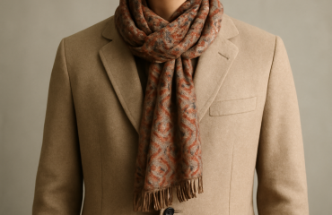 veste neutre accessoirisee d'echarpe imprimee