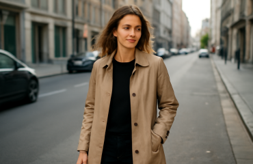 personne portant manteau legere dans rue urbaine