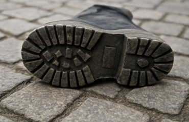 semelle de chaussure sur trottoir pave