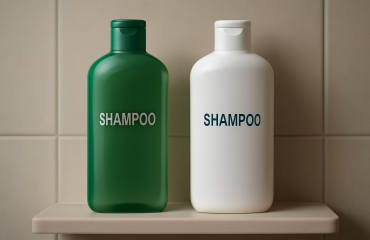 deux flacons de shampooing sur etagere