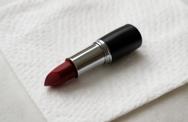 tube de rouge a levres pose sur serviette