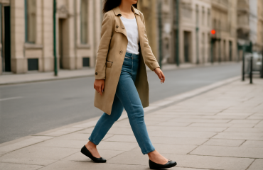 femme marchant en chaussures basses en ville