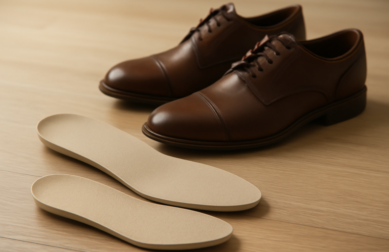 semelles amovibles posées à côté de chaussures