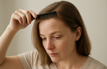 femme coiffant cheveux fins au peigne