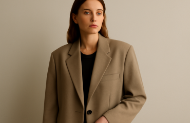 femme portant veste oversize avec accessoires minimalistes