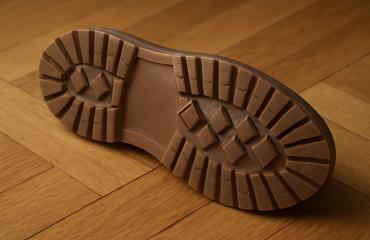 semelle d'une chaussure posée sur parquet