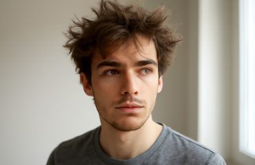 cheveux légèrement ébouriffés en intérieur lumineux
