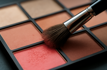 pinceau maquillage estompant fard sur palette