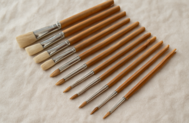 ensemble de pinceaux étalés sur tissu