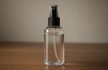flacon de spray fixant posé sur table