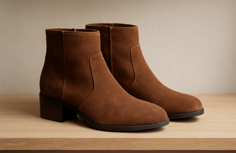 bottines posées cote à cote sur étagère