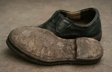 chaussure ouverte montrant une semelle usée