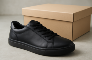 chaussure neuve posée près d'une boîte