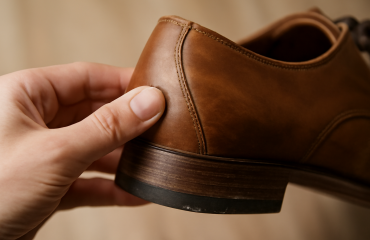 main examinant talon d'une chaussure